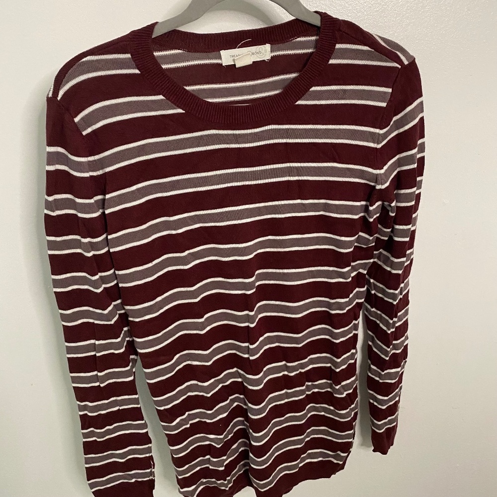 Women's Treasure & Bond Striped Burgundy Sweater